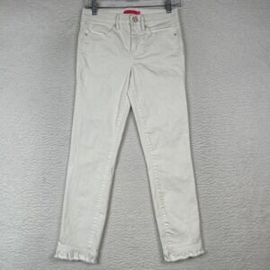 Lilly Pulitzer South Ocean White Straight Crop Jeans Raw Ham Womens Sz 0